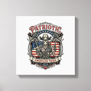 Patriotisches Skelett Cowboy Dunkler Patriot Skele Leinwanddruck