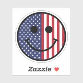 Patriotisches Smiley-Gesicht Amerikanische Flagge Aufkleber
