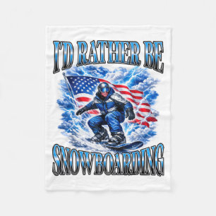 Patriotisches Snowboarden amerikanische Flagge Win Fleecedecke
