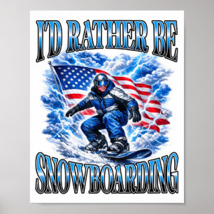 Patriotisches Snowboarden amerikanische Flagge Win Poster