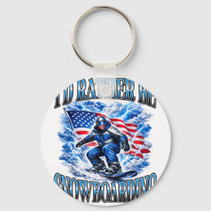Patriotisches Snowboarden amerikanische Flagge Win Schlüsselanhänger