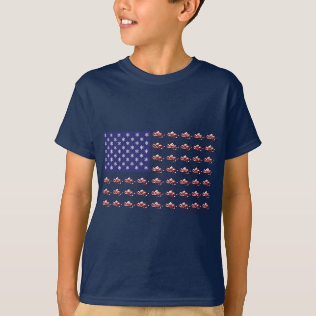 Patriotisches Snowmobiling T-Shirt (Vorderseite)