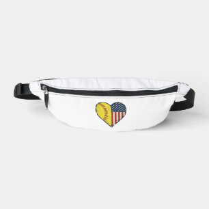 Patriotisches Softball-Herz Vintage-Vektor-Design_ Bauchtasche