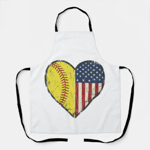 Patriotisches Softball-Herz Vintage-Vektordesign_1 Schürze