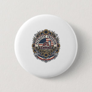 Patriotisches Sonnenblumen-Farm-Vektorgrafik-T-Shi Button