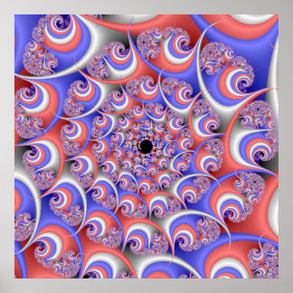 Patriotisches Spiral-Fraktal Poster