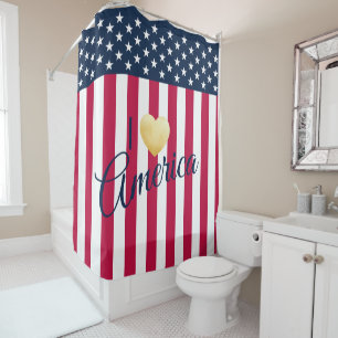 Patriotisches Sprichwort I Liebe Amerika - Flagge Duschvorhang