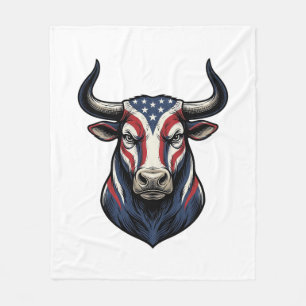 Patriotisches Stierkopf-Vintage-Stichdesign_1 Fleecedecke