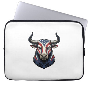 Patriotisches Stierkopf-Vintage-Stichdesign_1 Laptopschutzhülle