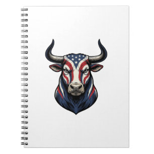 Patriotisches Stierkopf-Vintage-Stichdesign_1 Notizblock
