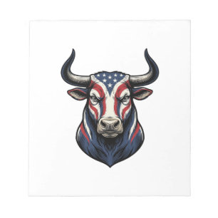 Patriotisches Stierkopf-Vintage-Stichdesign_1 Notizblock