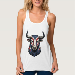 Patriotisches Stierkopf-Vintage-Stichdesign_1 Tank Top