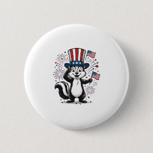 Patriotisches Stinktier Vintage-Feuerwerk Grafik-S Button