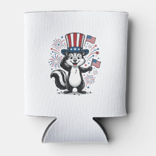 Patriotisches Stinktier Vintage-Feuerwerk Grafik-S Dosenkühler