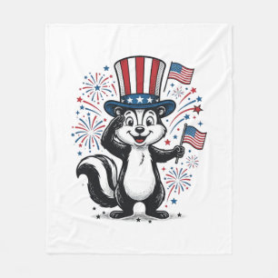 Patriotisches Stinktier Vintage-Feuerwerk Grafik-S Fleecedecke