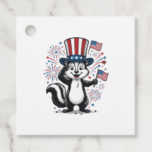 Patriotisches Stinktier Vintage-Feuerwerk Grafik-S Geschenkanhänger