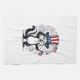 Patriotisches Stinktier Vintage-Feuerwerk Grafik-S Geschirrtuch