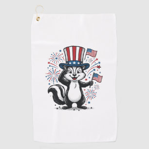 Patriotisches Stinktier Vintage-Feuerwerk Grafik-S Golfhandtuch