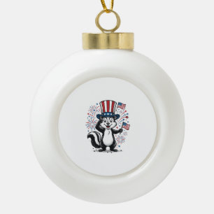 Patriotisches Stinktier Vintage-Feuerwerk Grafik-S Keramik Kugel-Ornament