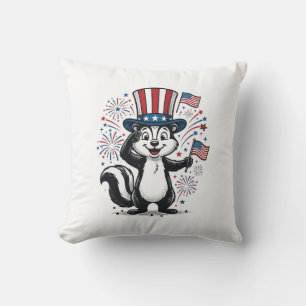 Patriotisches Stinktier Vintage-Feuerwerk Grafik-S Kissen