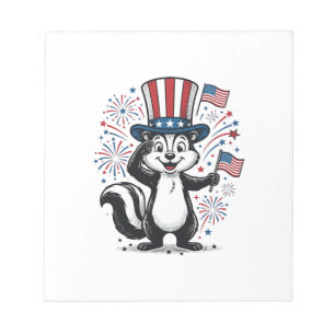 Patriotisches Stinktier Vintage-Feuerwerk Grafik-S Notizblock