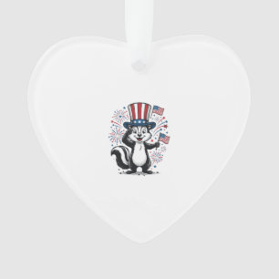 Patriotisches Stinktier Vintage Feuerwerk Grafik-S Ornament