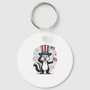 Patriotisches Stinktier Vintage-Feuerwerk Grafik-S Schlüsselanhänger