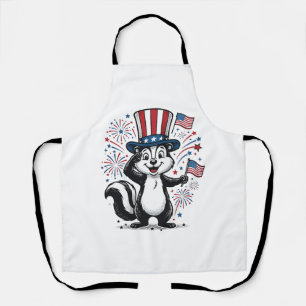 Patriotisches Stinktier Vintage-Feuerwerk Grafik-S Schürze