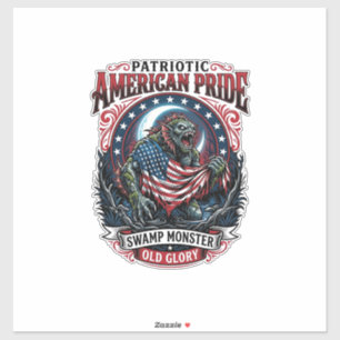 Patriotisches Sumpfmonster Old Glory Horror Monste Aufkleber