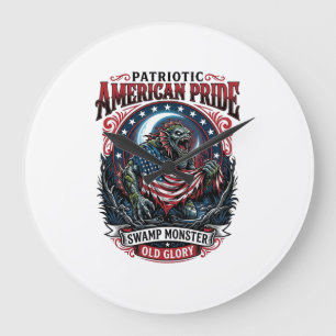 Patriotisches Sumpfmonster Old Glory Horror Monste Große Wanduhr
