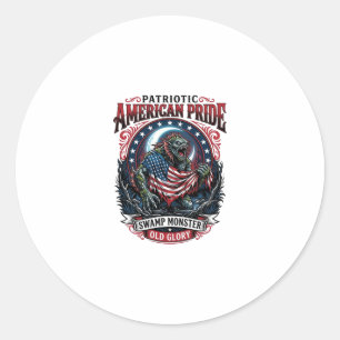 Patriotisches Sumpfmonster Old Glory Horror Monste Runder Aufkleber