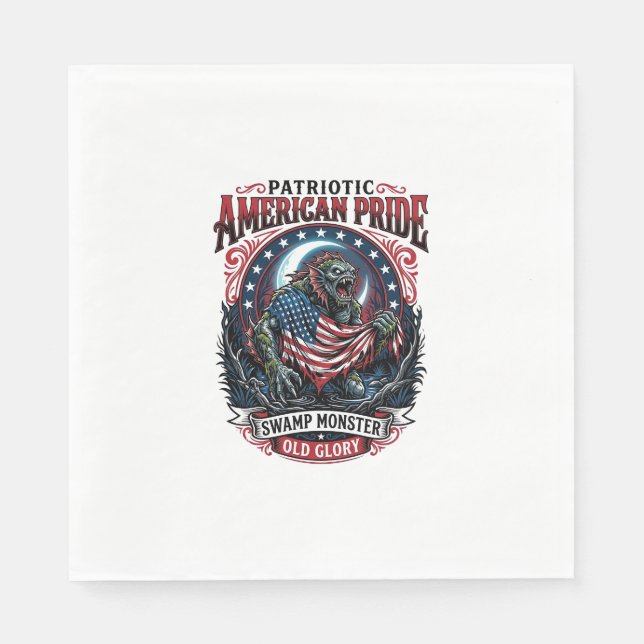 Patriotisches Sumpfmonster Old Glory Horror Monste Serviette (Vorderseite)