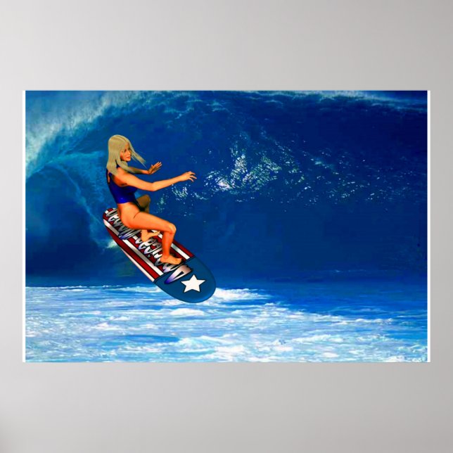 Patriotisches Surfer Girl 2 Poster (Vorne)