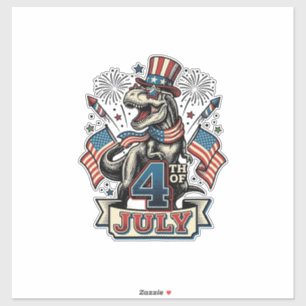 Patriotisches T-Rex 4. Juli Vintage-Shirt-Design_1 Aufkleber