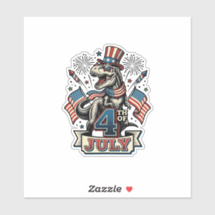 Patriotisches T-Rex 4. Juli Vintage-Shirt-Design_1 Aufkleber