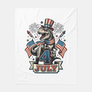 Patriotisches T-Rex 4. Juli Vintage-Shirt-Design_1 Fleecedecke