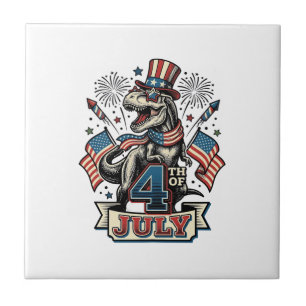 Patriotisches T-Rex 4. Juli Vintage-Shirt-Design_1 Fliese