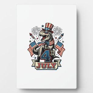 Patriotisches T-Rex 4. Juli Vintage-Shirt-Design_1 Fotoplatte
