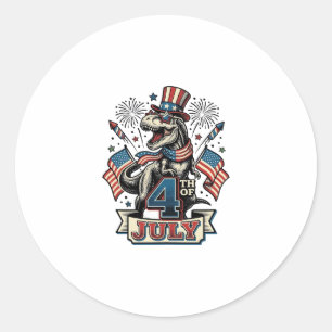 Patriotisches T-Rex 4. Juli Vintage-Shirt-Design_1 Runder Aufkleber