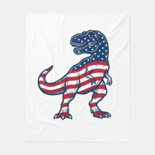 Patriotisches T-Rex American Flag Dinosaur Design_ Fleecedecke