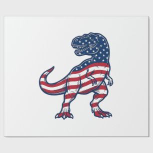Patriotisches T-Rex Amerikanische Flagge Dinosauri Geschenkpapier