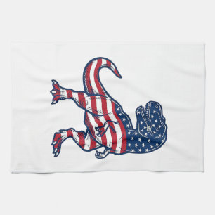 Patriotisches T-Rex Amerikanische Flagge Dinosauri Geschirrtuch
