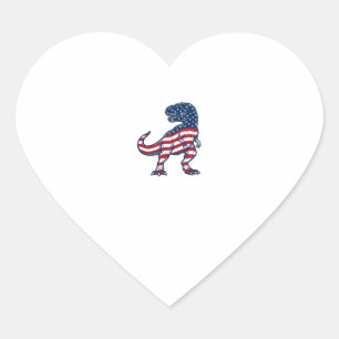 Patriotisches T-Rex Amerikanische Flagge Dinosauri Herz-Aufkleber