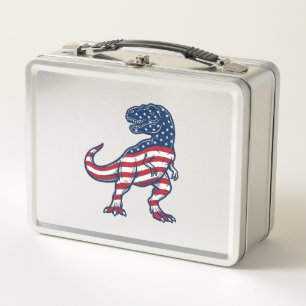 Patriotisches T-Rex Amerikanische Flagge Dinosauri Metall Brotdose