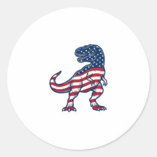 Patriotisches T-Rex Amerikanische Flagge Dinosauri Runder Aufkleber