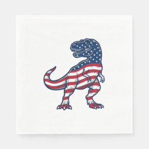 Patriotisches T-Rex Amerikanische Flagge Dinosauri Serviette
