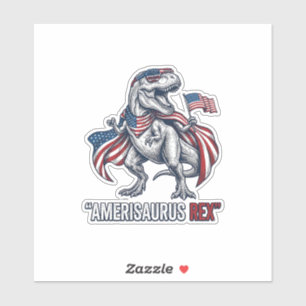 Patriotisches T-Rex Amerisaurus Rex Weißes Shirt D Aufkleber