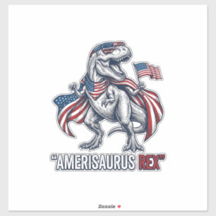Patriotisches T-Rex Amerisaurus Rex Weißes Shirt D Aufkleber
