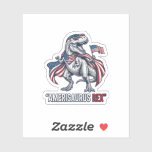 Patriotisches T-Rex Amerisaurus Rex Weißes Shirt D Aufkleber