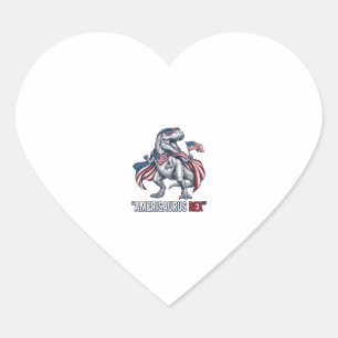 Patriotisches T-Rex Amerisaurus Rex Weißes Shirt D Herz-Aufkleber